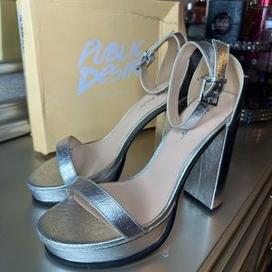 Public Desire Metallic Chrome Silver Platform Heels